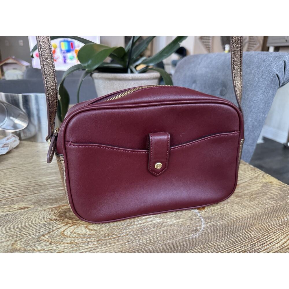 G.I.L.I Got It Love It Bag Burgundy Shoulder Crossbody Purse Bronze Gold Glitter